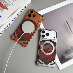 Coque de téléphone en acrylique à motif fibre de haute qualité avec support magnétique 360 et cadre en aluminium pour iPhone 14 15 16 17 Pro Max - Product Image 3