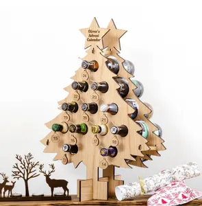 Рождественская елка форма вина Организатор бамбуковая подставка столешница дисплей деревянный винный шкаф, держатель бутылки вина