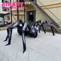 Araignée gonflable noire et grise, araignée gonflable d'Halloween pour la décoration de bâtiments