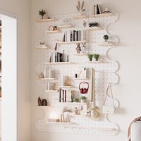 Organisateur mural minimaliste en bois perforé, étagère de rangement en contreplaqué, panneau décoratif pour salle de bain, support mural modulaire multifonctionnel