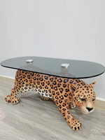 Desain furnitur Modern: meja kopi kaca patung merah muda Modern, meja kopi hewan kreatif ruang tamu