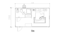 WELLCAMP Maison Capsule 2 Chambres, Cabine Apple, Conteneur Modulaire Préfabriqué, Mini-Complexe Hôtelier, Hôtel Intelligent, Bureau, Plans de Maisonnette Compacte 20 pieds