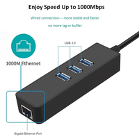 Adaptateur de carte réseau USB 3.0 RJ45 Gigabit Ethernet avec HUB USB 3.0 pour PC de bureau et ordinateur portable et ordinateur portable