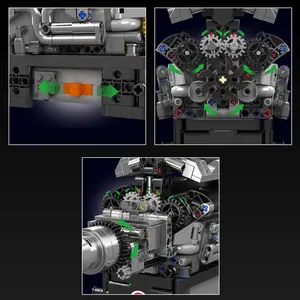 Untuk cetakan King 10205 Set blok bangunan mesin plastik skala 1:8 mainan batang silinder bermotor listrik digerakkan untuk hadiah anak-anak - Product Image 4