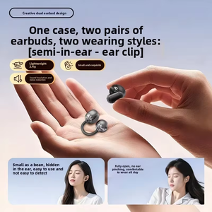 Auriculares inalámbricos de doble estilo 2 en 1: clip para la oreja abierta y auriculares internos para dormir, sonido de alta fidelidad, auriculares con reducción de ruido ENC - Product Image 6