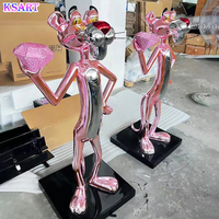 Statue de la Panthère Rose Art Déco Personnalisée pour l'Intérieur, Sculpture Moderne en Résine Électroplaquée pour l'Extérieur