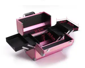 Aluminum legierung kosmetische stickerei professional beauty box make-up eitelkeit fall