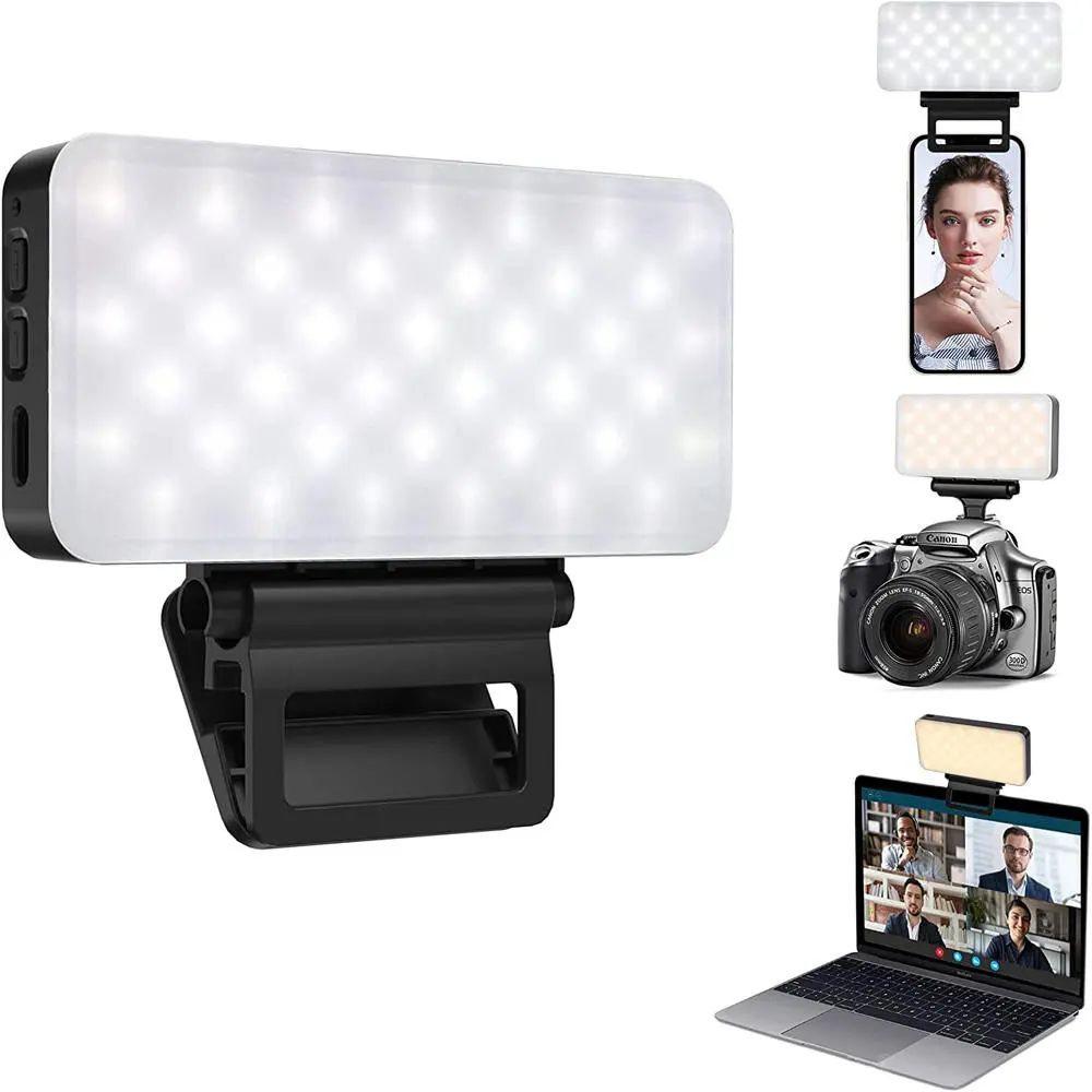 New 3000mAh for Vlog Camera Cell Phone Led Fill Light Rechargeable Selfie Light with Clip