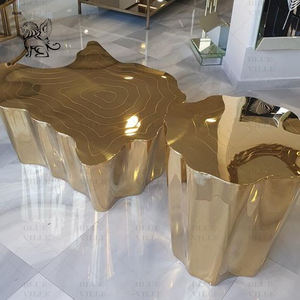 Decorazione per la casa moderna Design creativo astratto frattura superficie specchio lucidato in acciaio inox <span class=keywords><strong>tavolo</strong></span> scultura per lobby - Product Image 2