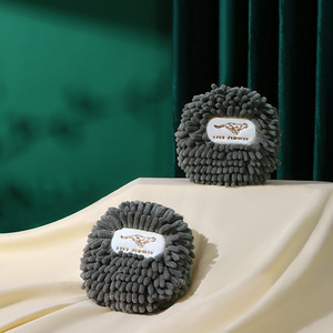 <span class=keywords><strong>Serviette</strong></span> à mains ronde en chenille douce <span class=keywords><strong>Serviette</strong></span> <span class=keywords><strong>de</strong></span> séchage des mains absorbante suspendue <span class=keywords><strong>Serviette</strong></span> à mains grise décorative pour salle <span class=keywords><strong>de</strong></span> bain cuisine - Product Image 5