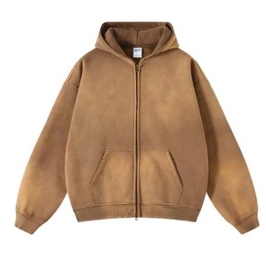 เสื้อมีฮู้ดผ้าคอตตอนปักลายมีซิปรูดออกแบบโลโก้ได้ตามต้องการ - Product Image 2