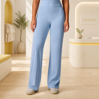 Pantalon de yoga taille haute à jambe large pour femme, sans couture avant, leggings évasés, très extensible, pour fitness, gym et entraînement, style palazzo