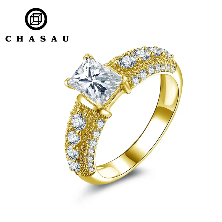 Original Certified Radiant Cut Moissanite 10K Solid Gold Main Diamond 1 CT D Color Wedding Vintage Engagement Rings