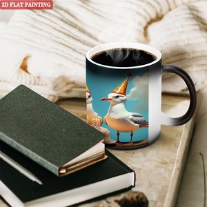Heat Changing Mug 11oz Frosted Black <b>Ceramic</b> Sublimation Blank <b>Cup</b> For Business Souvenir - Product Image 3