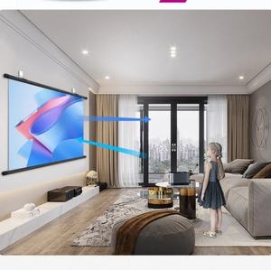 <span class=keywords><strong>Écran</strong></span> de projection vidéo portable bon marché, déroulable, 60, 80, 100, 120 pouces, 16:9, pour projection de films, à suspendre au mur, gris, matériau ALR - Product Image 5