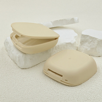 Boîte à fard à joues en poudre circulaire personnalisée Conteneur en plastique à rabat Matériaux d'emballage pour cosmétiques avec miroir Diamètre intérieur 58mm