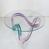 Moderner Luxus-Couch tisch aus klarem, rundem Glas mit Acryl für Wohnzimmer Einzigartige Wohn möbel