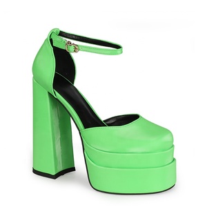 Nude Ankle Strap Square Toe Sandals Summer Shoes for Women Dress 43 2022 Spring Latest Concise Platform <b>Block</b> High Heel Shoes - Product Image 6