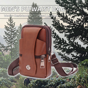 Hot Selling <b>Mens</b> Outdoor Utility Fanny Pack Leather <b>Waist</b> <b>Bag</b> with Zipper Closure Genuine Waterproof PU for Sports and Travel - Product Image 3