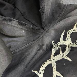 Fabricants de vêtements – Sweat à capuche zippé surdimensionné et délavé, personnalisé, impression DTG, délavage acide, broderie 3D soleil pour homme - Product Image 3