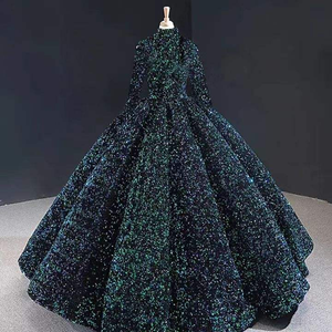 Suministro transfronterizo Vestido de <span class=keywords><strong>novia</strong></span> <span class=keywords><strong>Falda</strong></span> tutú <span class=keywords><strong>Novia</strong></span> Fantasía Bola de lentejuelas Rendimiento Cuello alto Vestido de noche de manga larga - Product Image 3