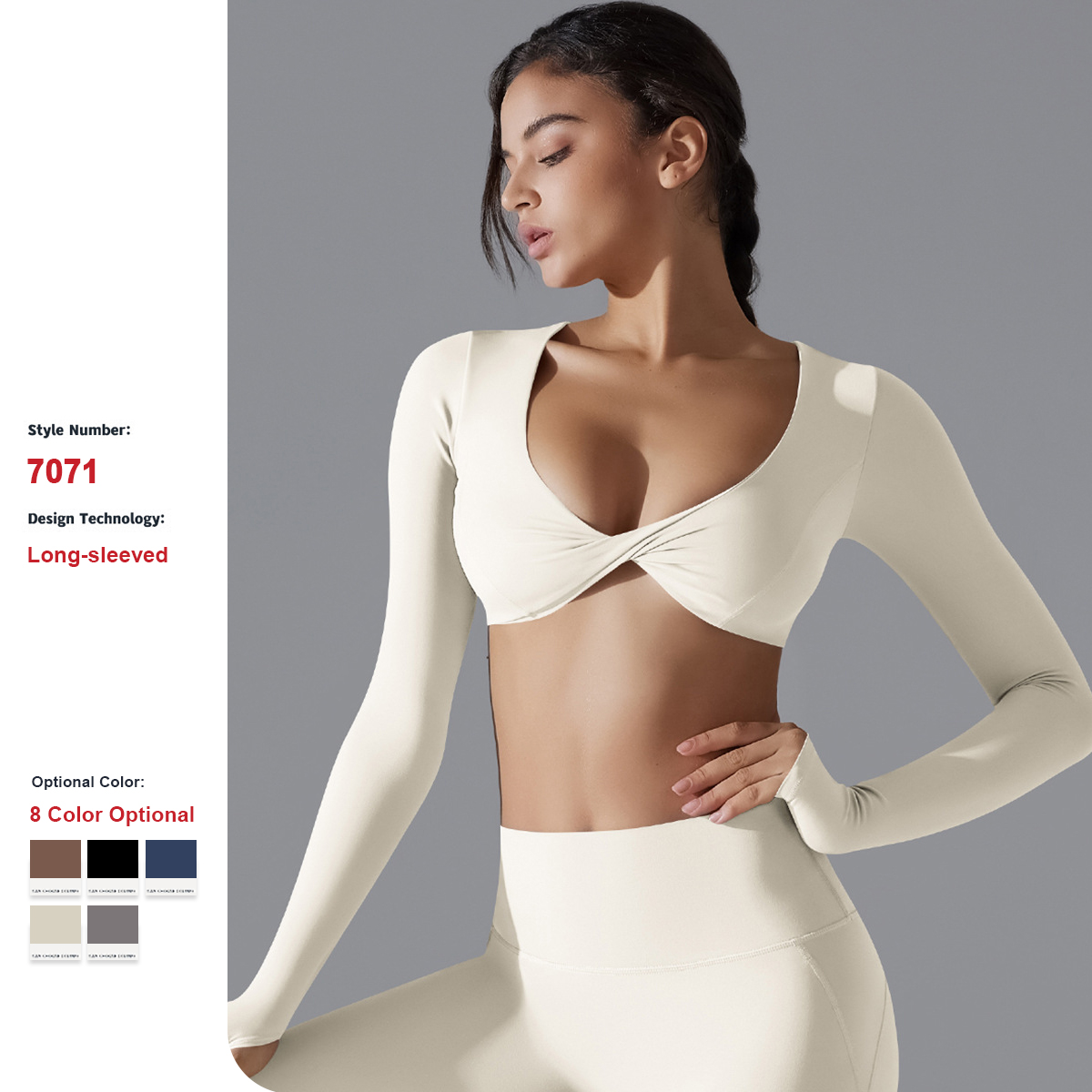 Custom Sports Long Sleeved Fitness Sports Clothes Women'S Deep V Neck Breathable T Shirt Gym Workout Short Yoga Tops