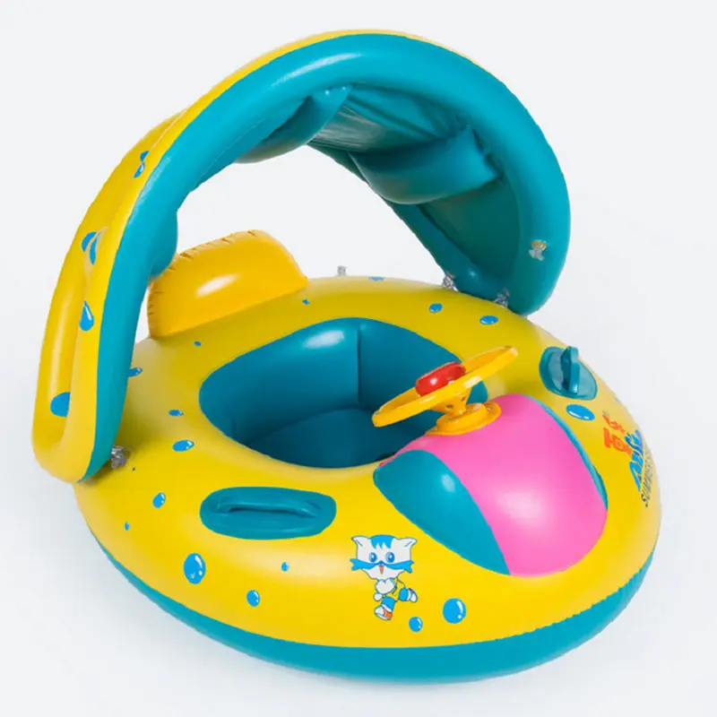 PVC inflatable baby water ring with two handles baby water seat float