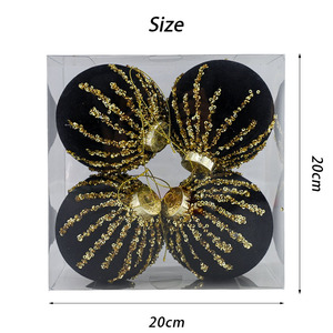 Boules <span class=keywords><strong>de</strong></span> Noël, décorations d'arbre <span class=keywords><strong>de</strong></span> Noël noires <span class=keywords><strong>et</strong></span> dorées, ornements rustiques en ficelle <span class=keywords><strong>de</strong></span> jute en soie incassable, ficelle dorée - Product Image 5