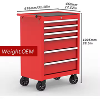 Chariot d'Outils en Métal OEM à 7 Tiroirs avec Outils, Mobile, Armoire Rouge pour Centres de Réparation Automobile