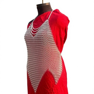Chaleco de malla de acero inoxidable plateado, diseño irregular, armadura de moda, ropa de metal soldado - Product Image 2