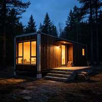 Maison conteneur modulaire en panneaux sandwich préfabriqués, respirante et isolée, pour le glamping en forêt, l'agriculture et le bureau