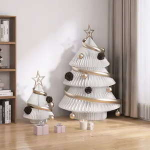 Custom Multiple Sizes Recycle Christmas Tree Kraft Paper Christmas Tree With Led Light