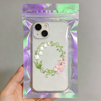 Sac d'emballage holographique imprimé sur mesure pour étui de téléphone, pochette d'affichage au laser arc-en-ciel pour la vente au détail
