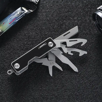 Couteau de poche multifonction 5 en 1, porte-clés, ouvre-bouteille, tournevis, EDC, camping, extérieur, OEM personnalisé, acier inoxydable 420