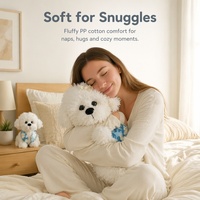 Peluche réaliste Bichon, jouet en peluche doux, rembourré en coton PP, avec écharpe à imprimé floral, différentes tailles, cadeau douillet pour enfants