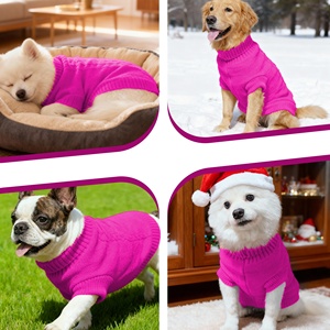 Pull tricoté personnalisable pour chien, col roulé, vêtements d'hiver tendance pour animaux de compagnie, manteau doux et chaud pour chiot, vêtements pour chat, rouge <span class=keywords><strong>rose</strong></span> - Product Image 6