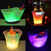 Seau à glace LED en plastique imperméable, surface lisse, style européen, taille personnalisée, pour boissons, utilisation intérieure/extérieure, promotion bar, haute qualité