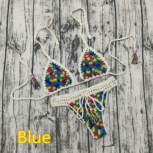 Nuovo Bikini fatto a mano due pezzi <span class=keywords><strong>Sexy</strong></span> costume da bagno a vita alta brasiliano Crochet Bikini - Product Image 6