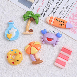 인기있는 디자인 미니어처 게 코코넛 나무 수지 액세서리 오리 수영 반지 수지 공예 만화 수지 장식 매력 - Product Image 1