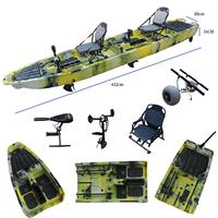 Kayak modulaire à pédales Viking 14,1 pieds pour 2 personnes, coque en HDPE PE, kayak en plastique, hélice, pêche en mer avec moteur de pêche à la traîne