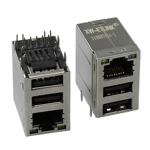 Conector de rede USB Rj45 de porta única OEM conector de rede 8p8c 3X1 Rj45 + conector modular USB LED Rj45 fêmea - Product Image 2