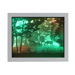 מוצרים חדשים LED אור ציור תמונה תיבת אור מצב רוח אור צל תיבת מסגרת ציור 3D תמונה לסלון