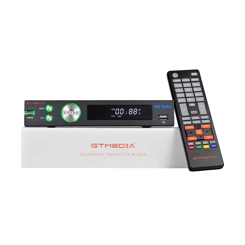 뜨거운 판매 V8 터보 위성 수신기 TV 박스 세트 탑 박스 DVB-S2/T2/C 콤보 튜너 HEVC HD FTA TV 디코더