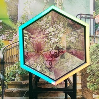 Photomaton personnalisé avec miroir hexagonal en acier inoxydable, détachable, effet kaléidoscope infini