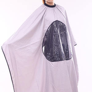 Accepter Logo personnalisé Cape de coiffure pour adultes avec fenêtre de visualisation transparente Capes de coupe de cheveux de salon de coiffure imperméables Tabliers de robe - Product Image 1