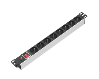 PDU Schuko de 8 Tomas, 1U, para Montaje en Rack, de Aleación de Aluminio, con Interruptor, para Gabinetes de Red, Equipo de Distribución de Energía