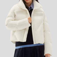 Doudoune courte pour femme à col montant, chaude et ample, idéale pour l'hiver