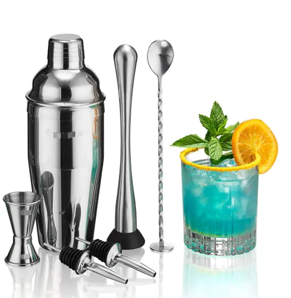 Bộ Dụng Cụ Quầy Bar 24Oz Martini Shaker Bộ Dụng Cụ Pha Chế Cầm Tay 8 Chiếc Bộ Pha Chế Đồ Uống Bộ Pha Chế Cocktail