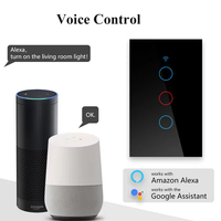 Interruptor Táctil Inteligente Wifi Estándar Estadounidense de 1/2/3/4 Vías, Compatible con la Aplicación Tuya Smart Life y Control por Voz