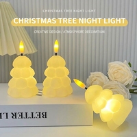 Lampe de chevet LED MSBN en forme de sapin de Noël, veilleuse décorative en plastique souple, bougie décorative pour chambre à coucher, cadeau de fête